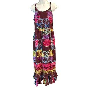Kartika Batik Floral Bohemian Patchwork Maxi Dress With Adjustable Straps
